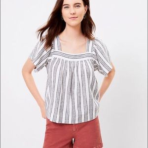 LOFT Striped Square Neck Top NWT